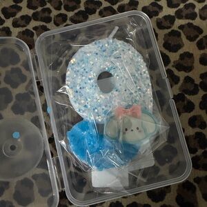 Glitter Blue Number 9 Candle with Cute Character Accent